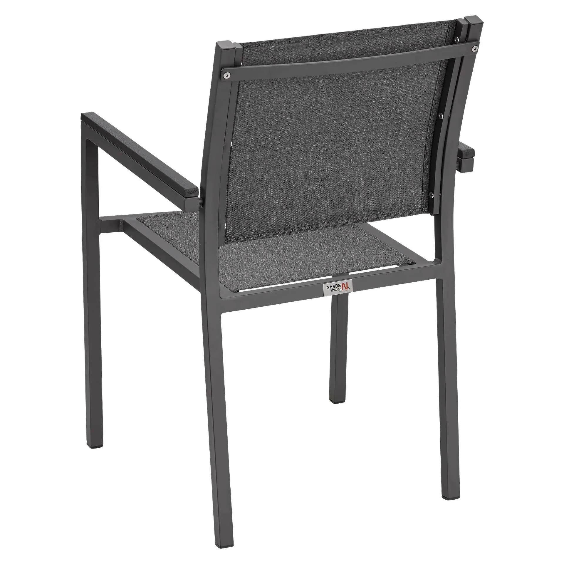 Stuhl Iris, Gewebe anthrazit, Textilen, Gestell schwarz, Terrassenstuhl, Outdoorstuhl