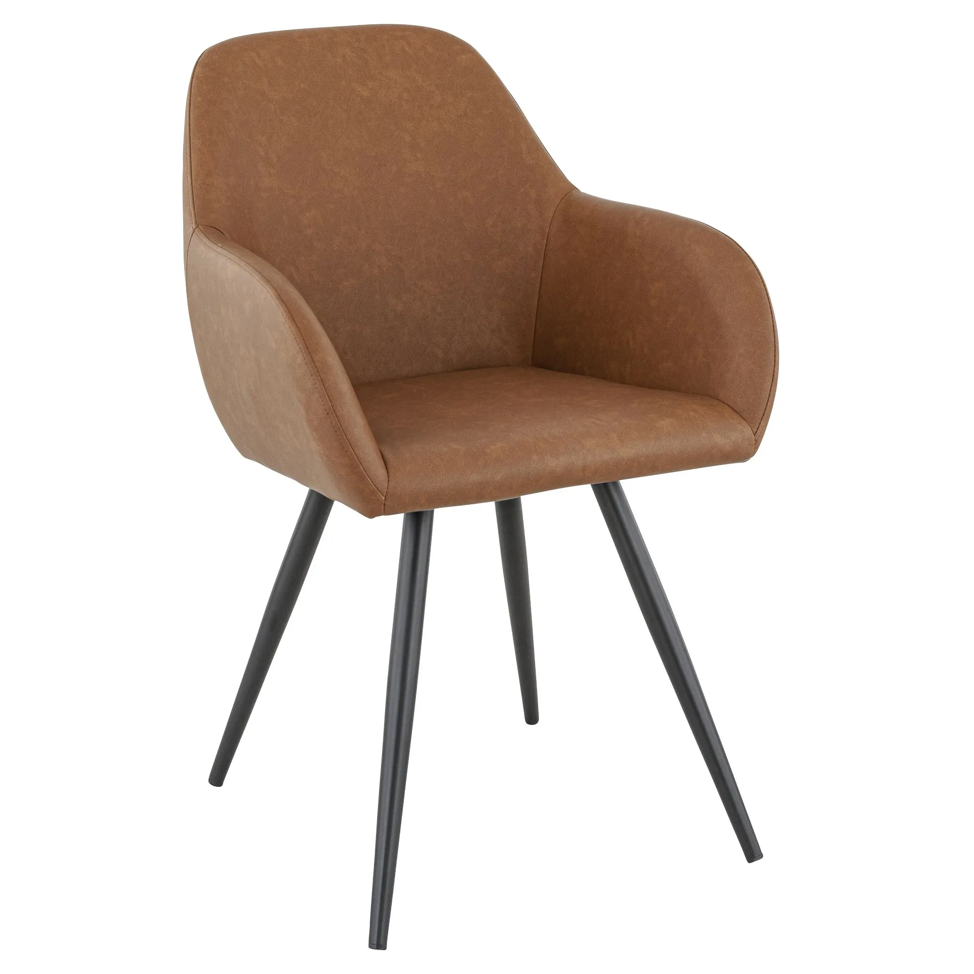 Stuhl Alfons, Polster Cognac, Schwarz, Polsterstuhl, Factory Industrie Design 
