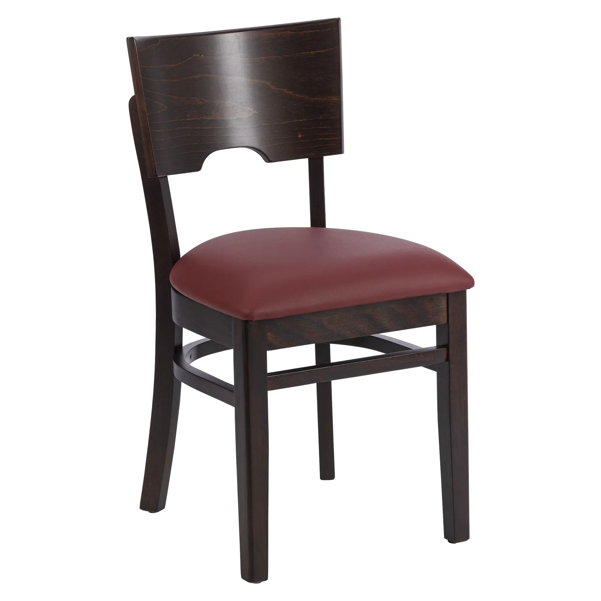 Stuhl Max, Polster bordeaux, Nussbaum dunkel, Polsterstuhl, Holzstuhl