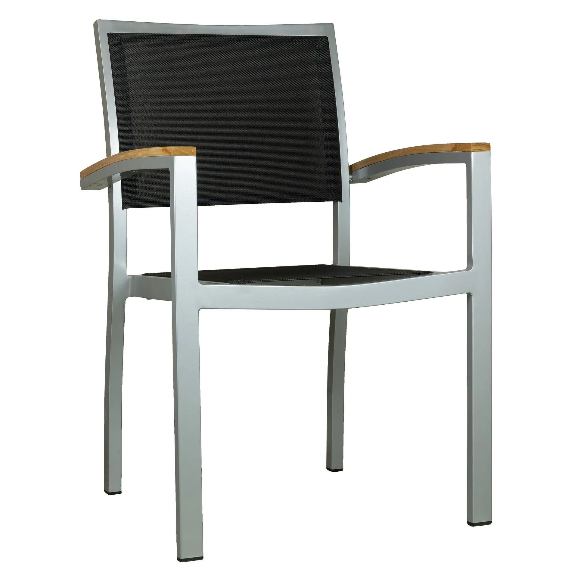 Stuhl Carmen, Gewebe black, Textilen, Gestell silver, Terrassenstuhl, Outdoorstuhl