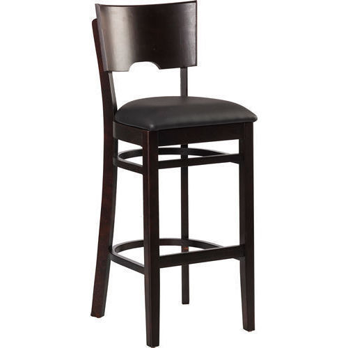 Max-Bar-schwarz Barhocker Max, Polster schwarz, Nussbaum dunkel, Polsterbarhocker, Holzbarhocker