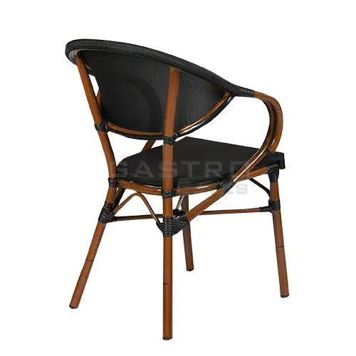 Stuhl Nancy, Geflecht schwarz, Textilen, Gestell classic Bambusoptik, Terrassenstuhl, Outdoorstuhl