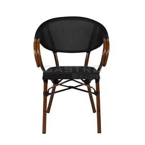 Stuhl Nancy, Geflecht schwarz, Textilen, Gestell classic Bambusoptik, Terrassenstuhl, Outdoorstuhl