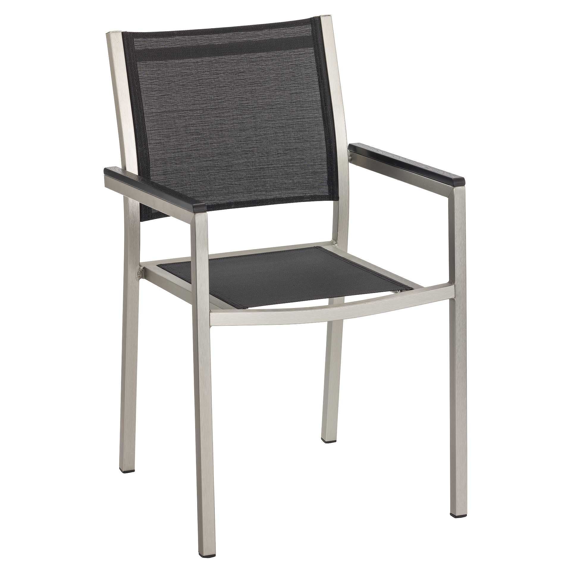 Stuhl Bent, Gewebe schwarz, Textilen, Edelstahloptik, Terrassenstuhl, Outdoorstuhl