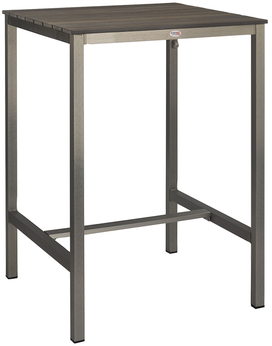 Gregor-Bar-80-grau Terrassenstehtisch Gregor 80x80, Polywood grau, Edelstahloptik, Outdoorstehtisch