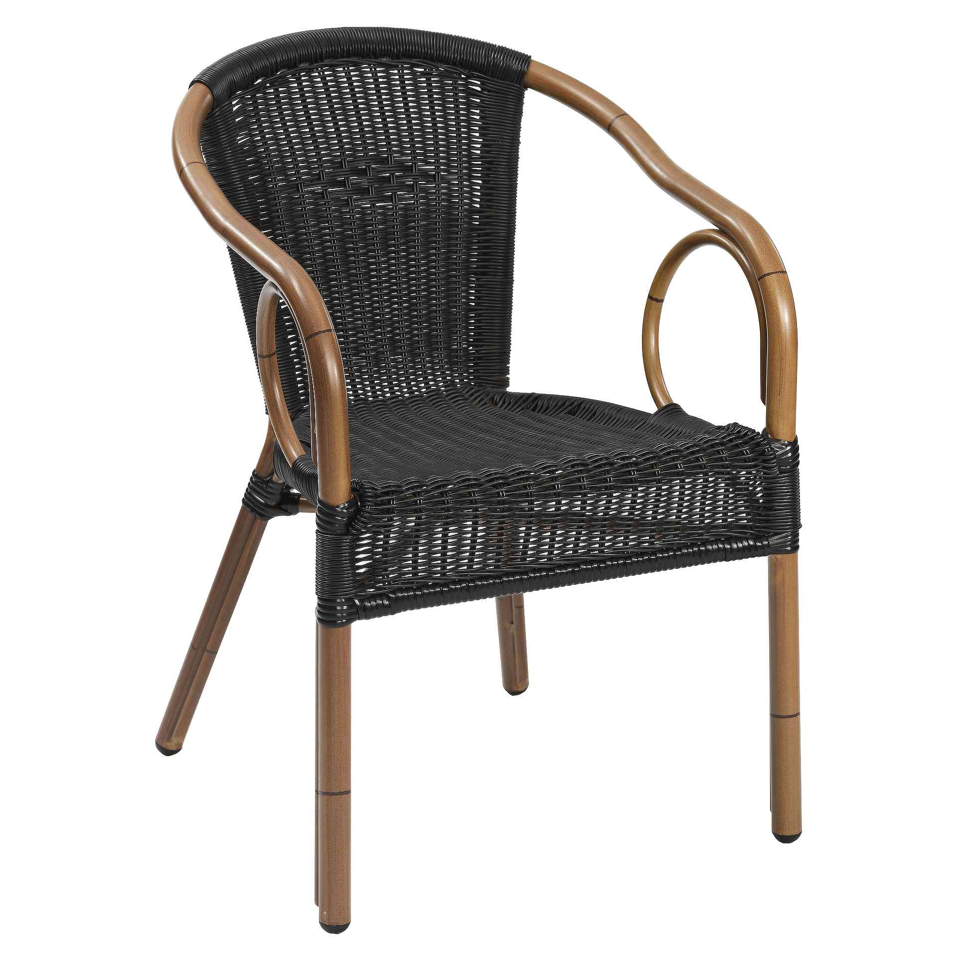 Stuhl Nora, Gewebe schwarz, Polyrattan, Terrassenstuhl, Outdoorstuhl