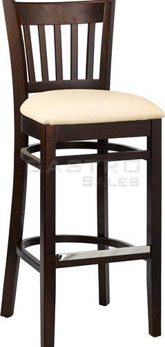 Barhocker Elton, Polster beige, Nussbaum dunkel, Polsterbarhocker, Holzbarhocker