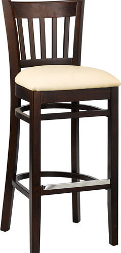 Elton-Bar-beige Barhocker Elton, Polster beige, Nussbaum dunkel, Polsterbarhocker, Holzbarhocker
