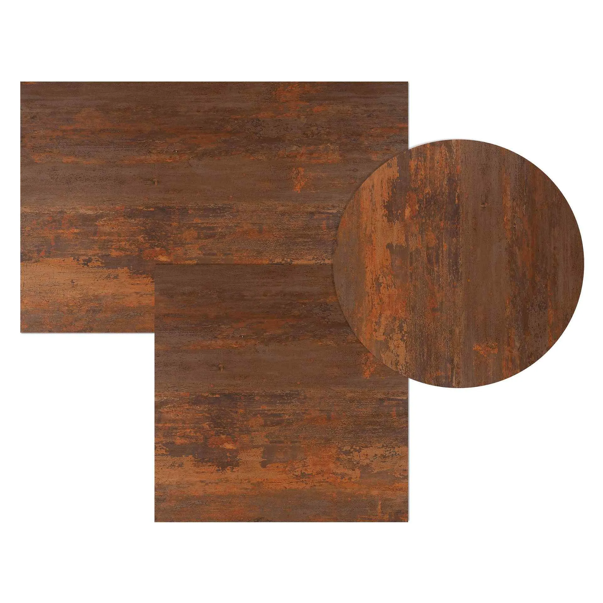 PREMIUM-Serie: Tischplatte Compact 12mm HPL Dekor Rusty Steel Terrassentischplatte Outdoor