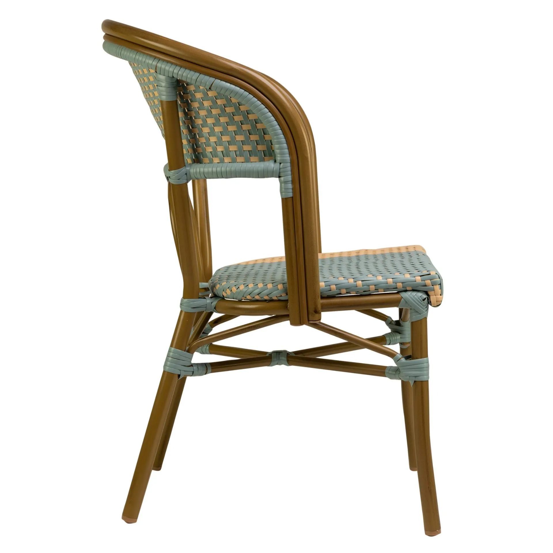 Stuhl Nizza, Gewebe blue-beige, Polyrattan, Terrassenstuhl, Outdoorstuhl