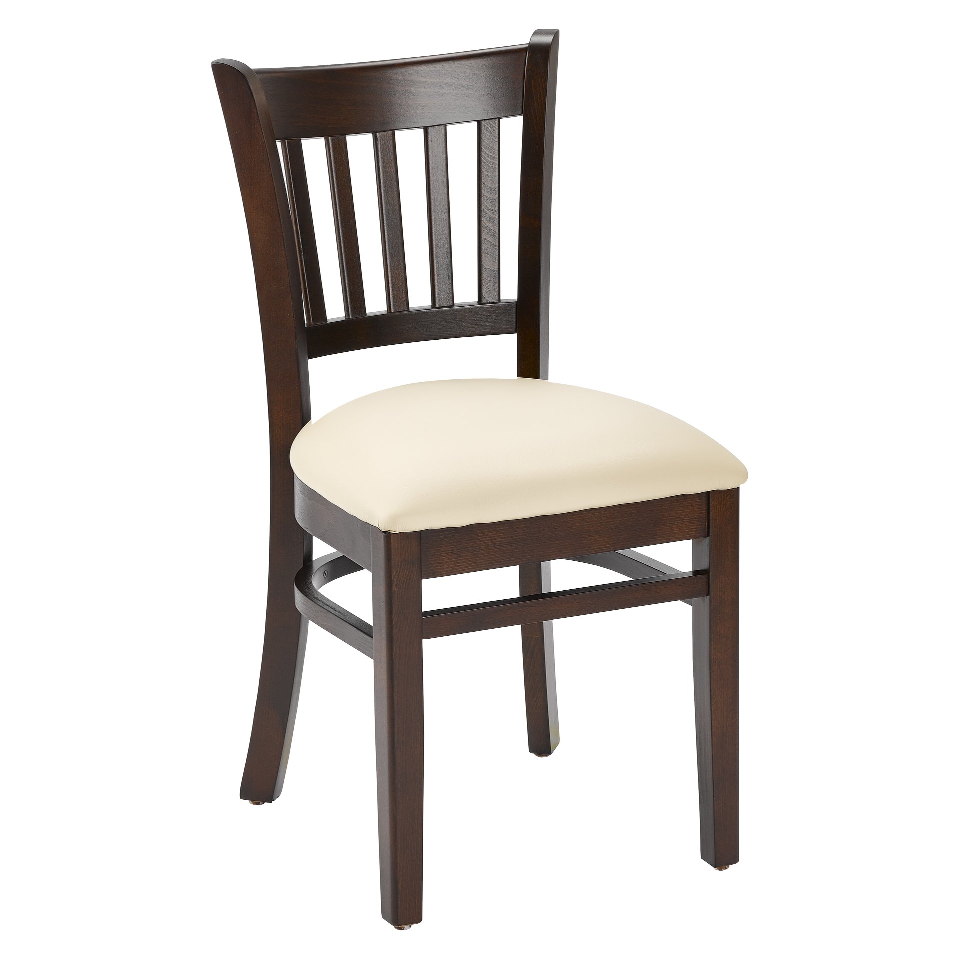 Stuhl Elton, Polster beige, Nussbaum dunkel, Polsterstuhl, Holzstuhl