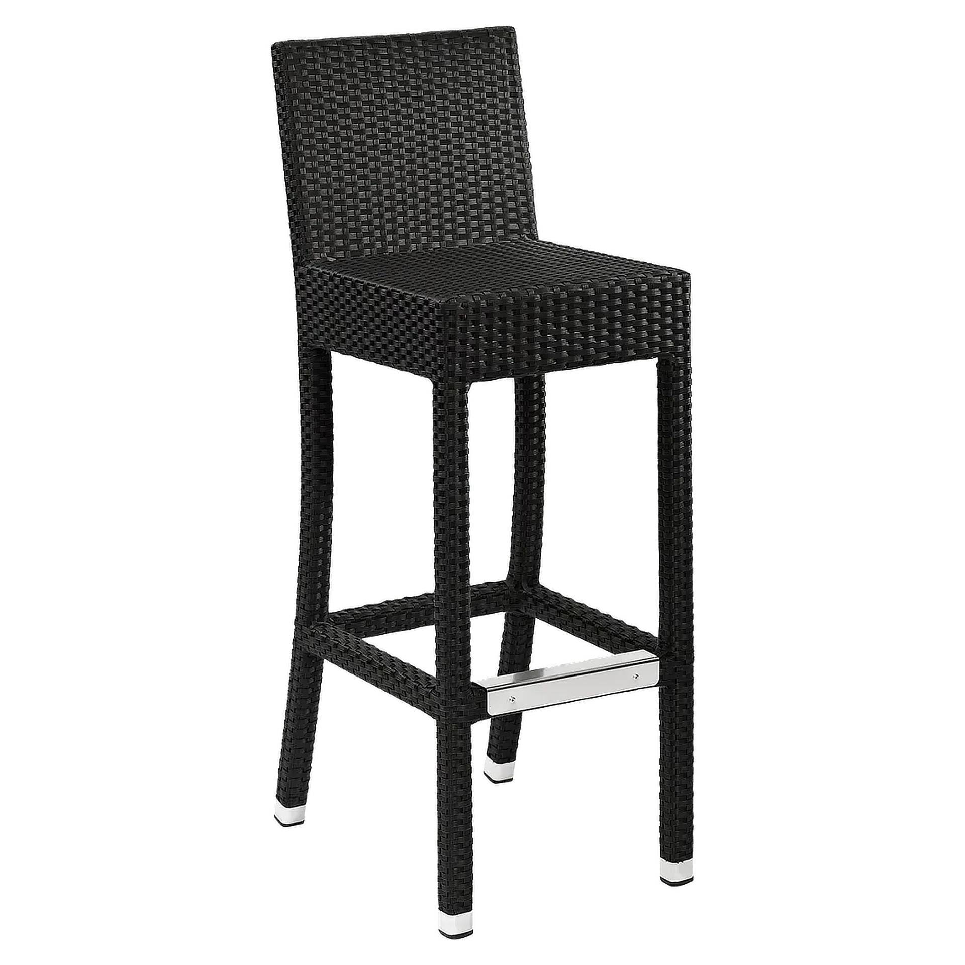 Hocker Elly, Geflecht schwarz, Polyrattan, Terrassenbarhocker, Outdoorbarhocker