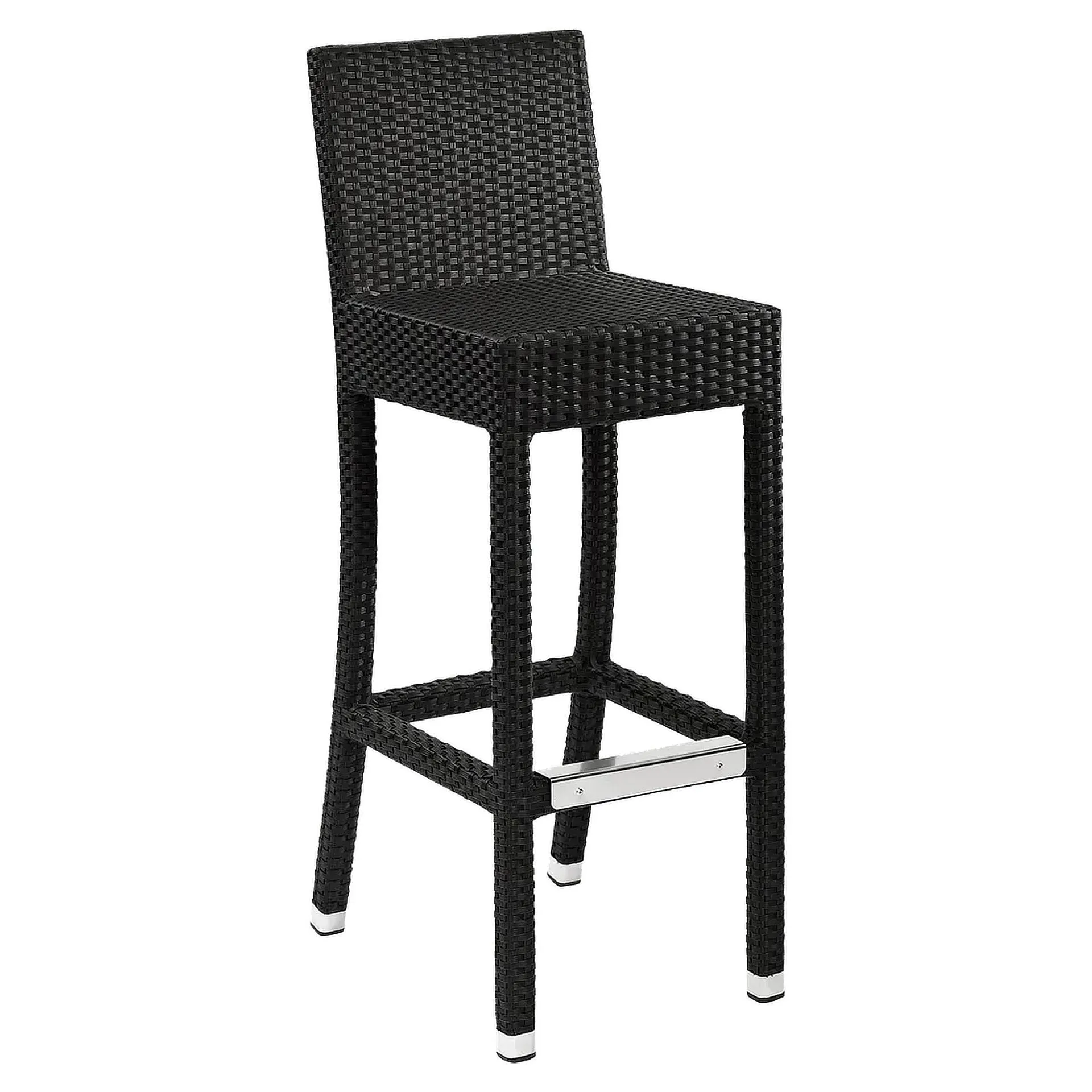 Hocker Elly, Geflecht schwarz, Polyrattan, Terrassenbarhocker, Outdoorbarhocker