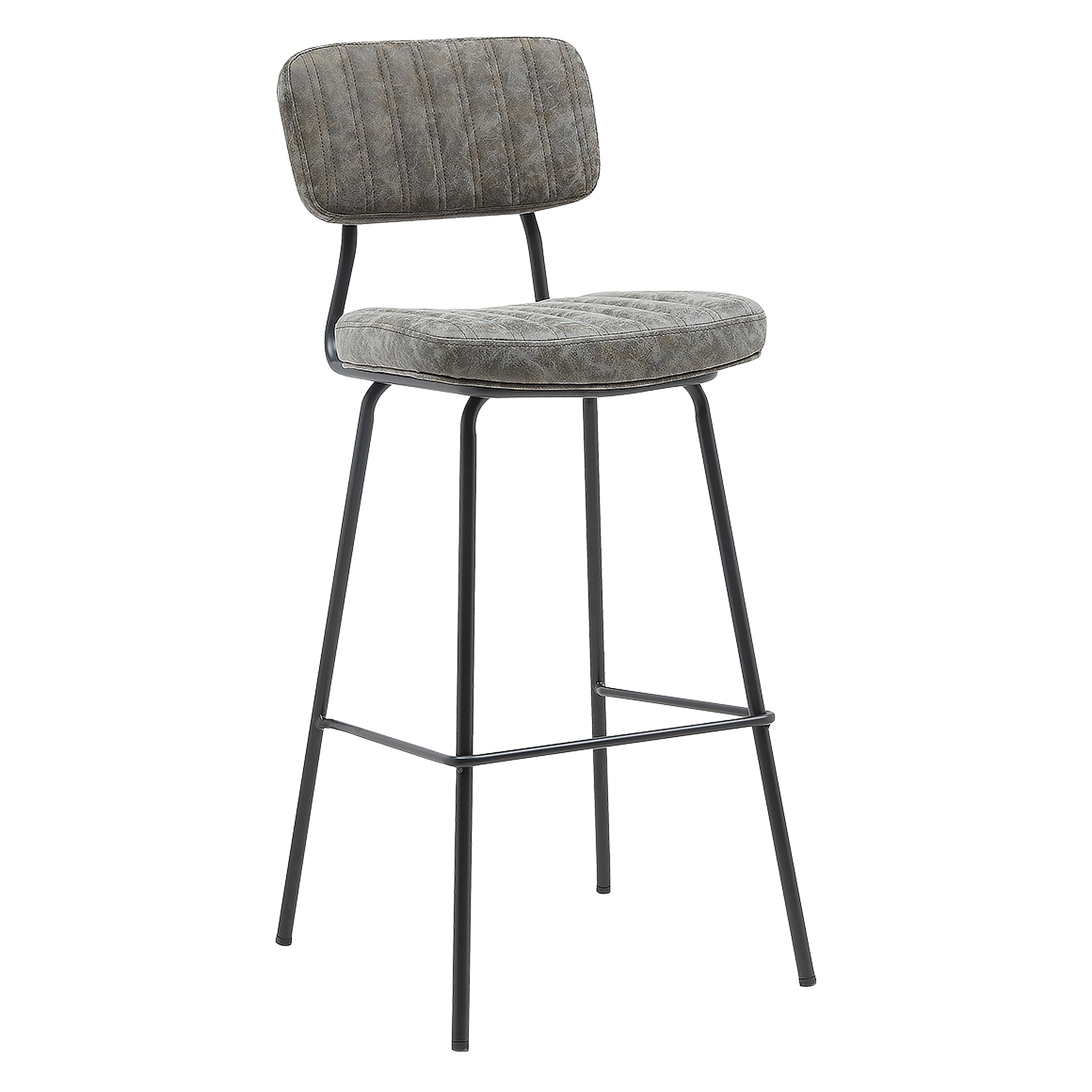 Hocker Julian Bar, Polster Grau, Gestell schwarz, Polsterbarhocker, Factory Industrie Design