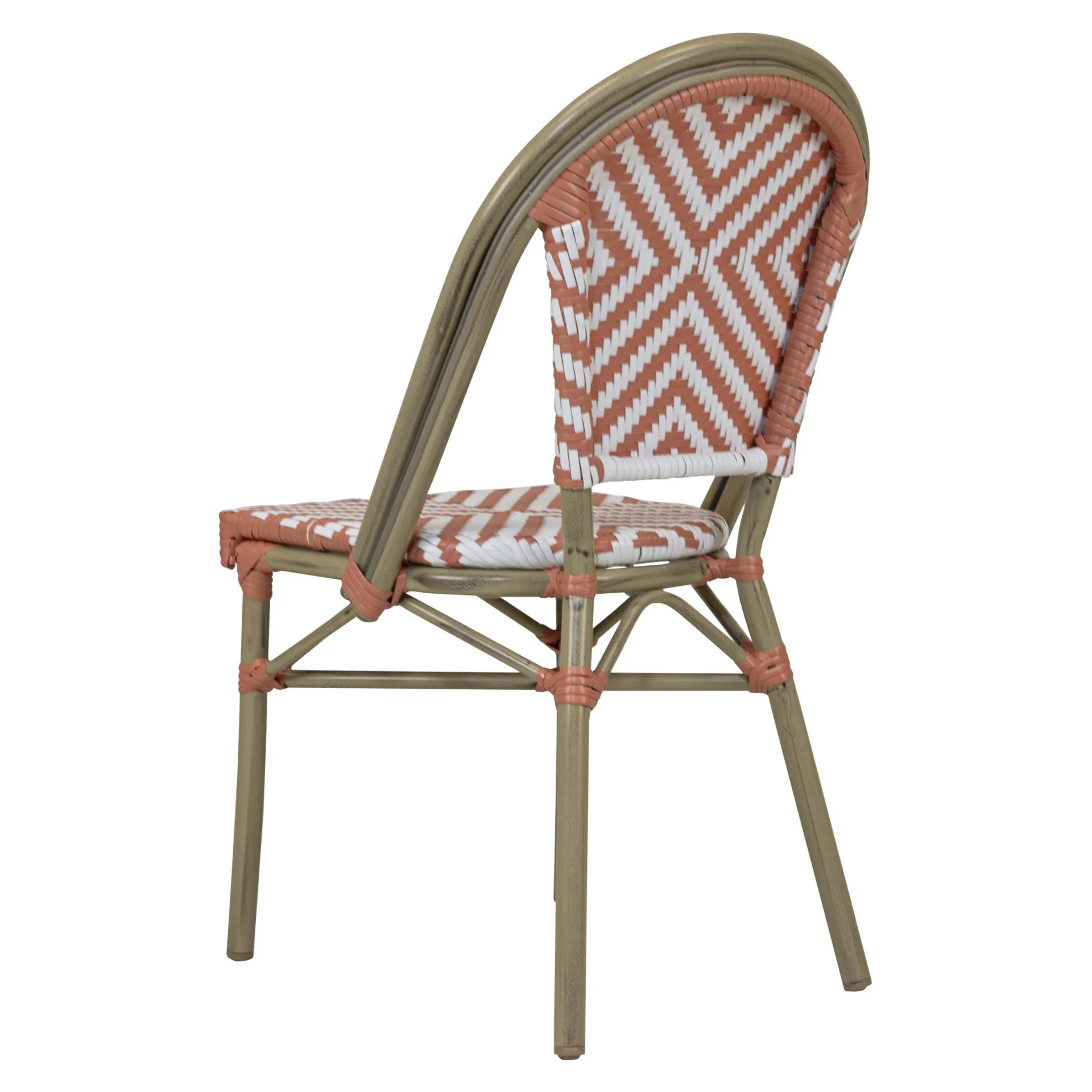 Stuhl Paris, Gewebe pink-white, Polyrattan, Terrassenstuhl, Outdoorstuhl