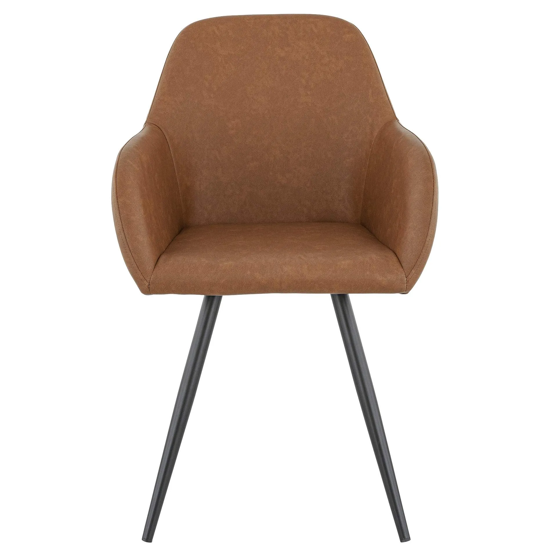 Stuhl Alfons, Polster Cognac, Schwarz, Polsterstuhl, Factory Industrie Design 