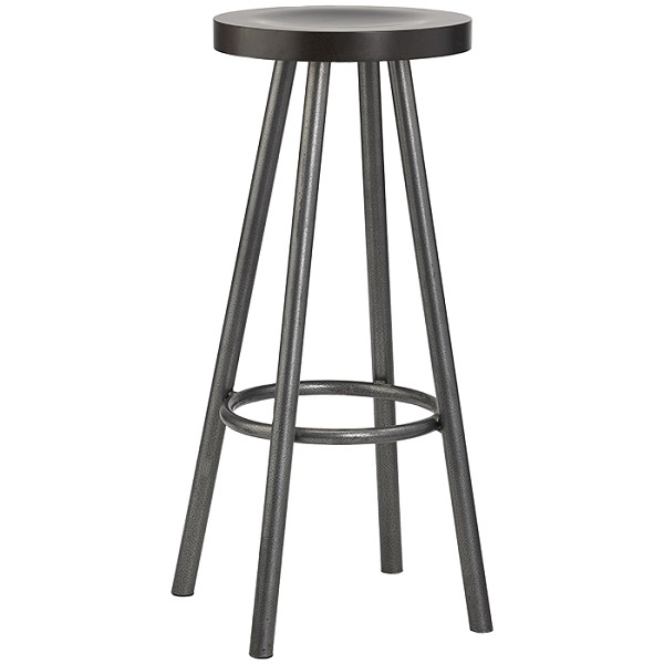 Klaus-Holz Hocker Klaus, Holzsitz schwarz, Gestell Anthrazit, Metallbarhocker, Barhocker