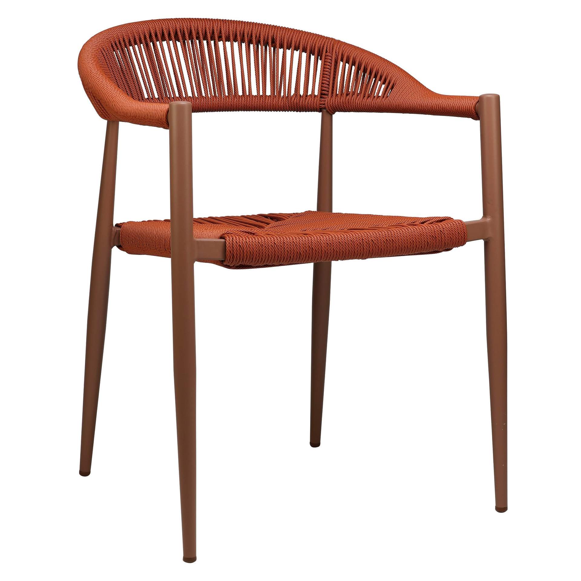 Sessel Nessa, Geflecht orange, Gestell orange, Seilgeflecht in Binsenoptik, Terrassensessel, Outdoorsessel