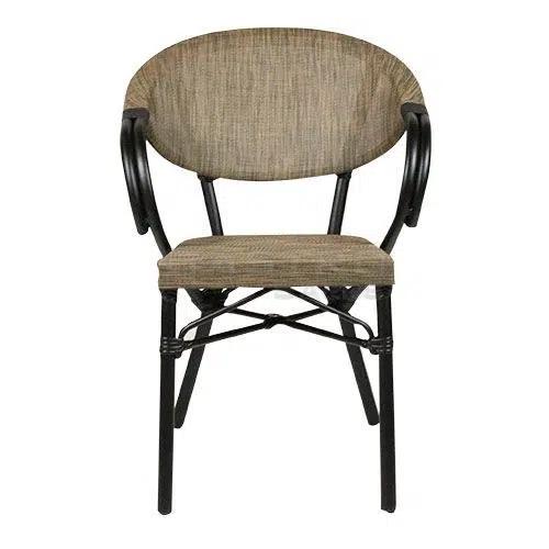 Stuhl Nancy, Geflecht mixed, Textilen, Gestell schwarz Bambusoptik, Terrassenstuhl, Outdoorstuhl