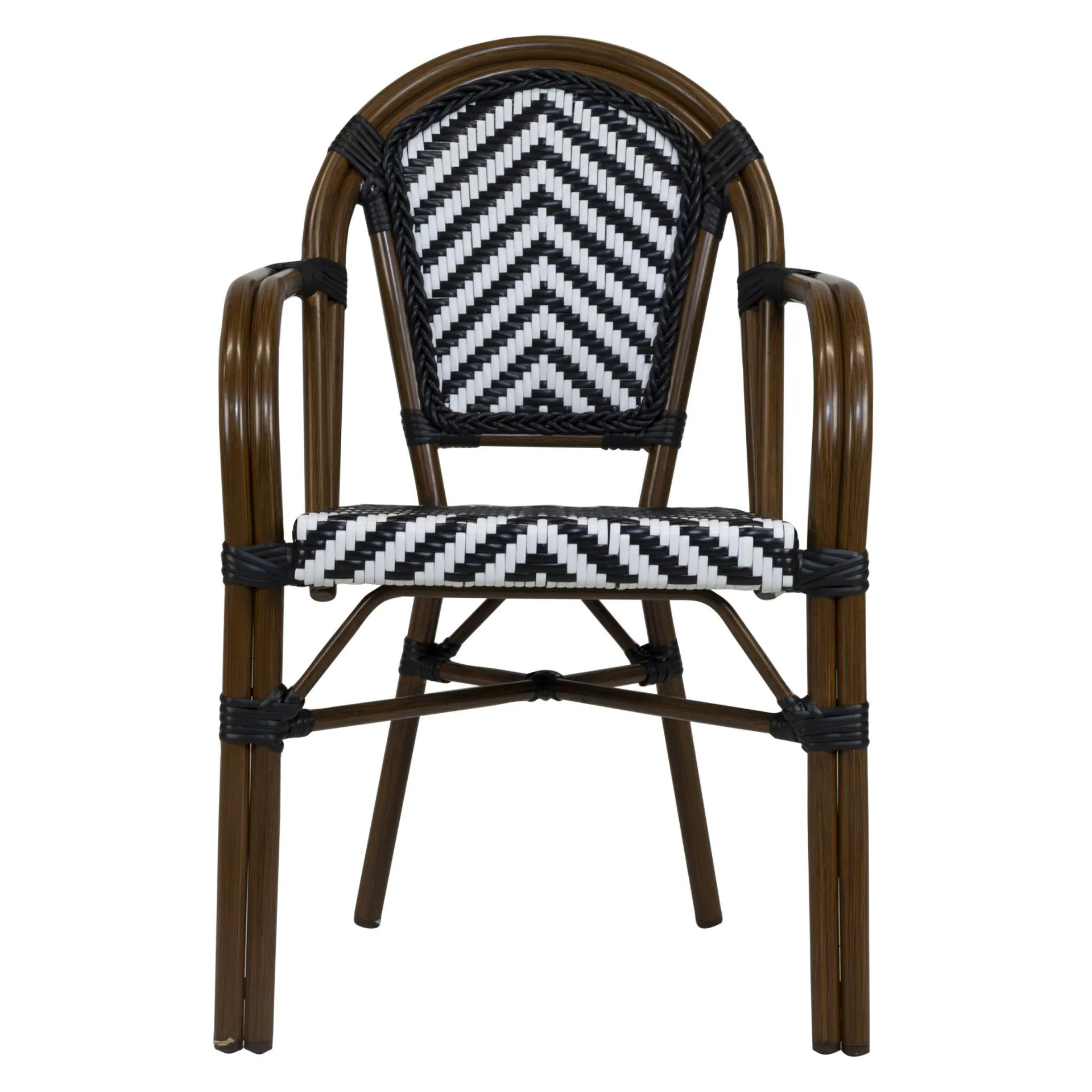 Stuhl Paris AL, Gewebe black-white, Polyrattan, Terrassenstuhl, Outdoorstuhl