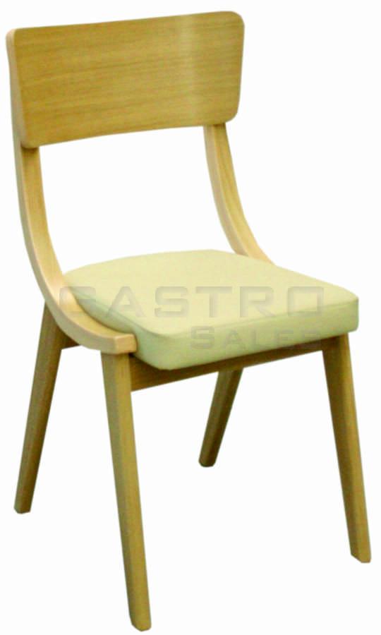 Stuhl Nikki, Polster Kunstleder beige, Holzfarbe Eiche Natur, Polsterstuhl, Holzstuhl