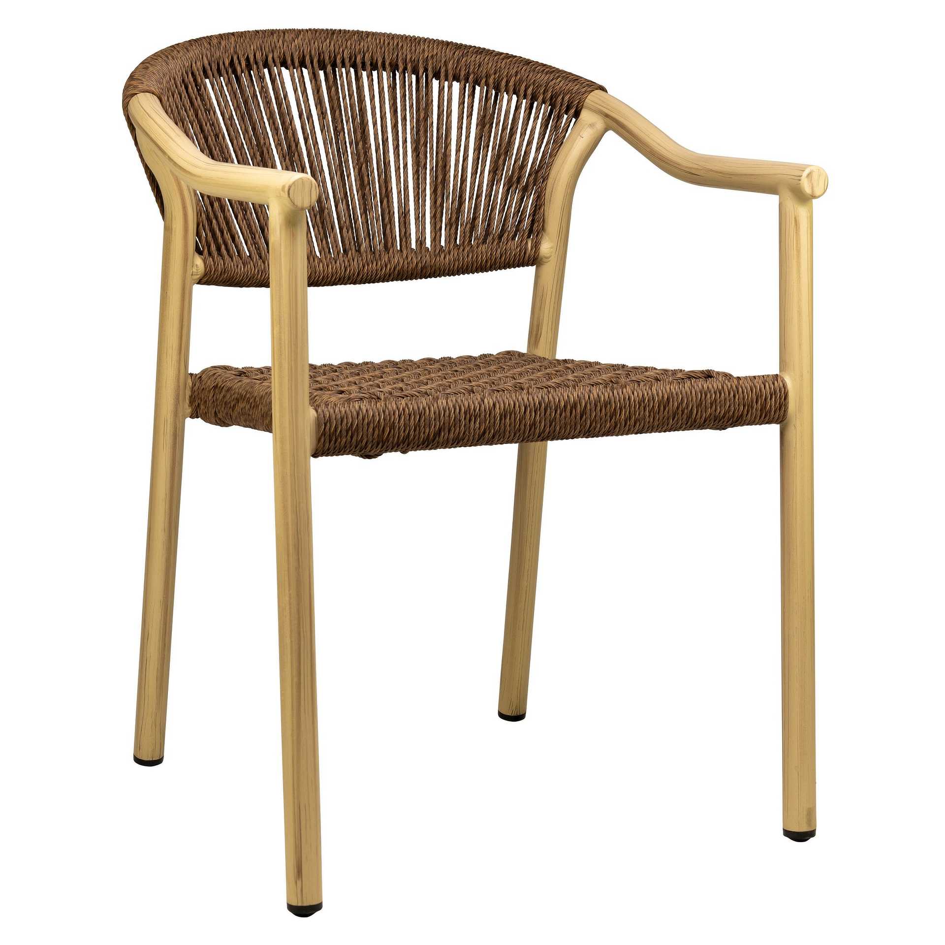 Stuhl Marlon, Geflecht braun, Seilgeflecht, Terrassenstuhl, Outdoorstuhl