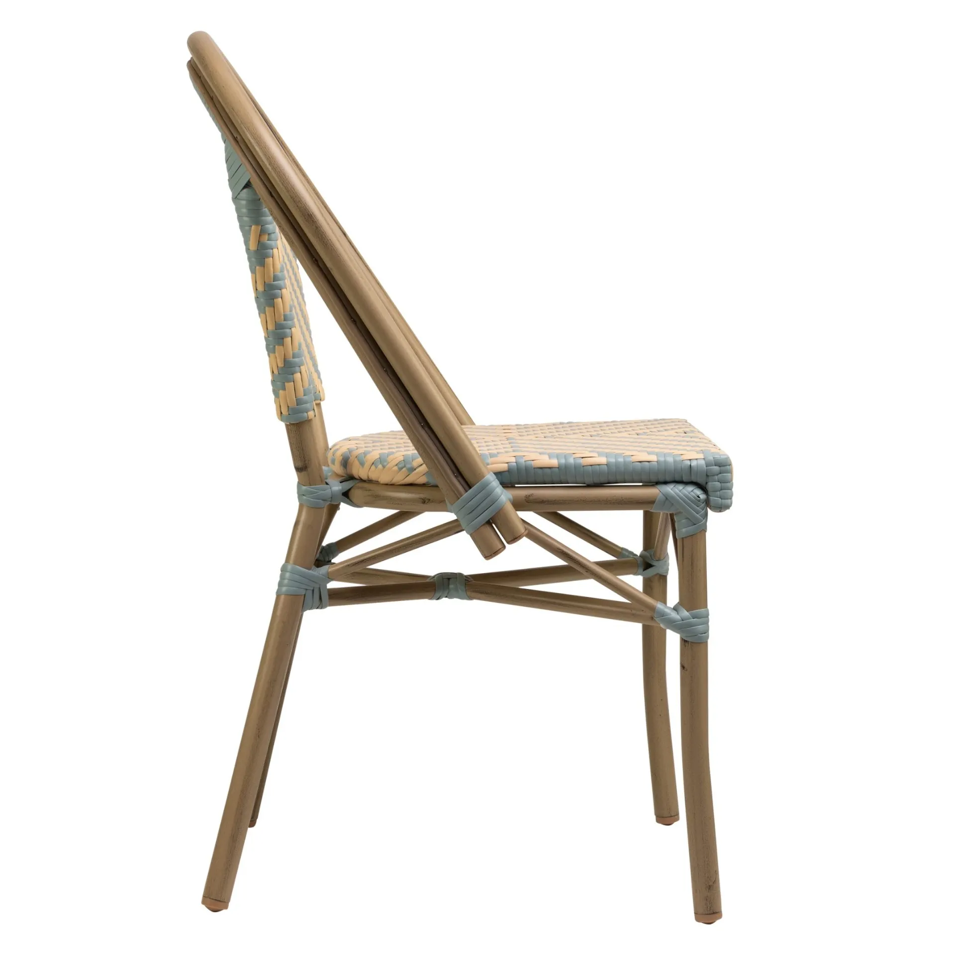 Stuhl Paris, Gewebe blue-beige, Polyrattan, Terrassenstuhl, Outdoorstuhl