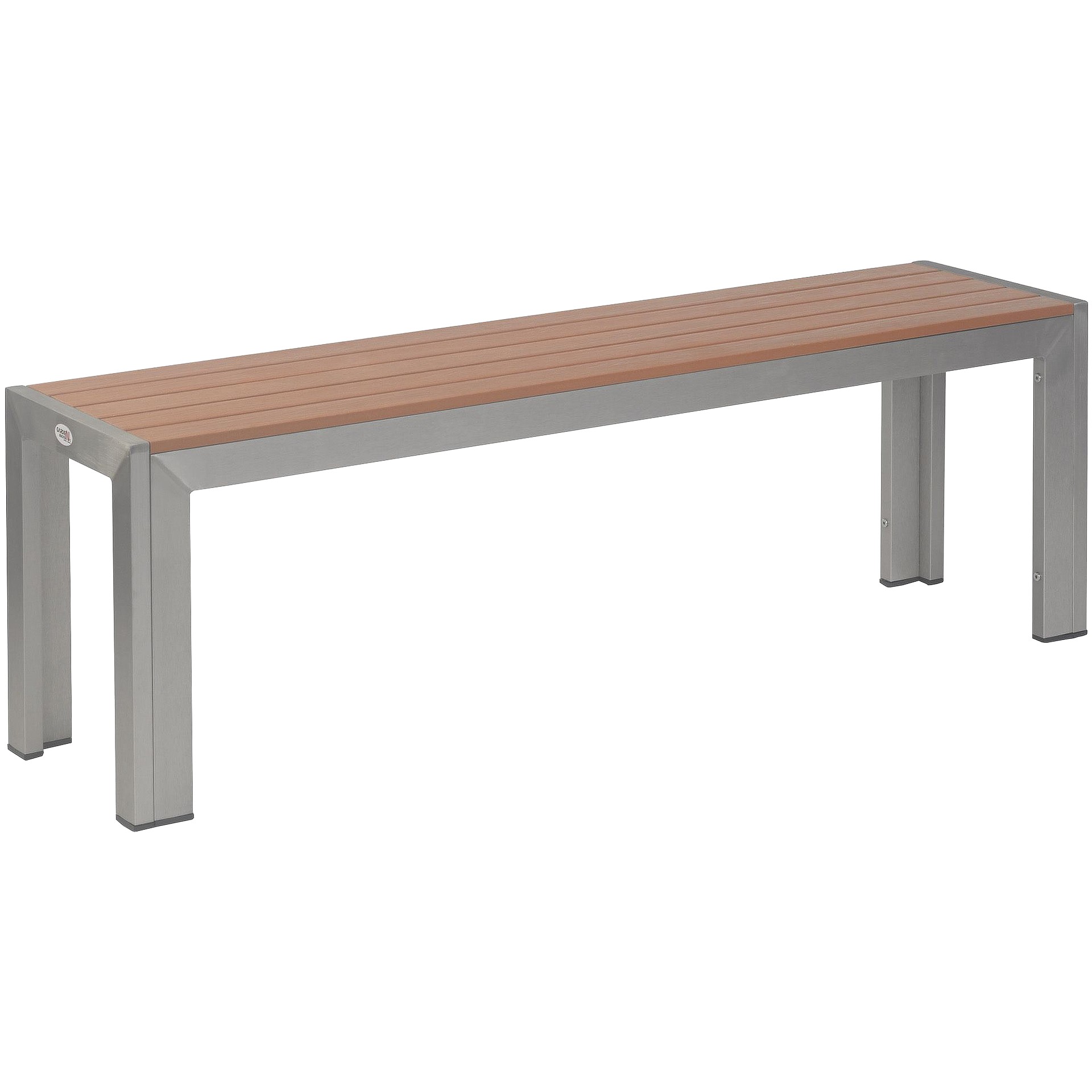 Bank Gregor, Polywood teak, Edelstahloptik, Terrassenbank, Outdoorbank