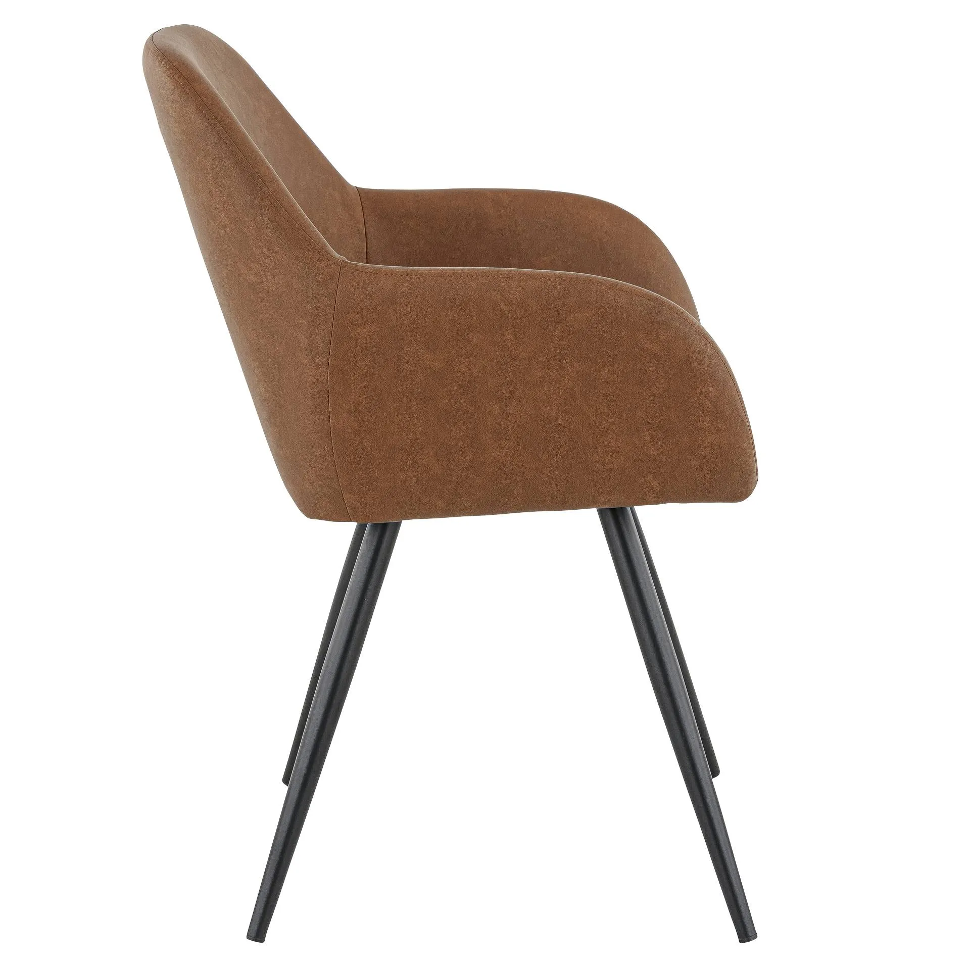 Stuhl Alfons, Polster Cognac, Schwarz, Polsterstuhl, Factory Industrie Design 