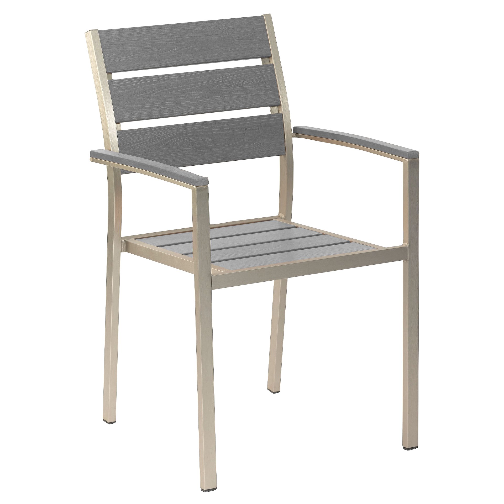 Stuhl Gregor AL, Polywood grau, Edelstahloptik, Terrassenstuhl, Outdoorstuhl