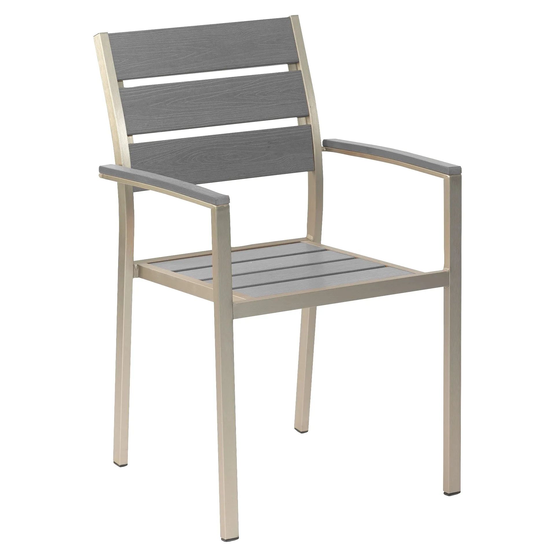 Stuhl Gregor AL, Polywood grau, Edelstahloptik, Terrassenstuhl, Outdoorstuhl