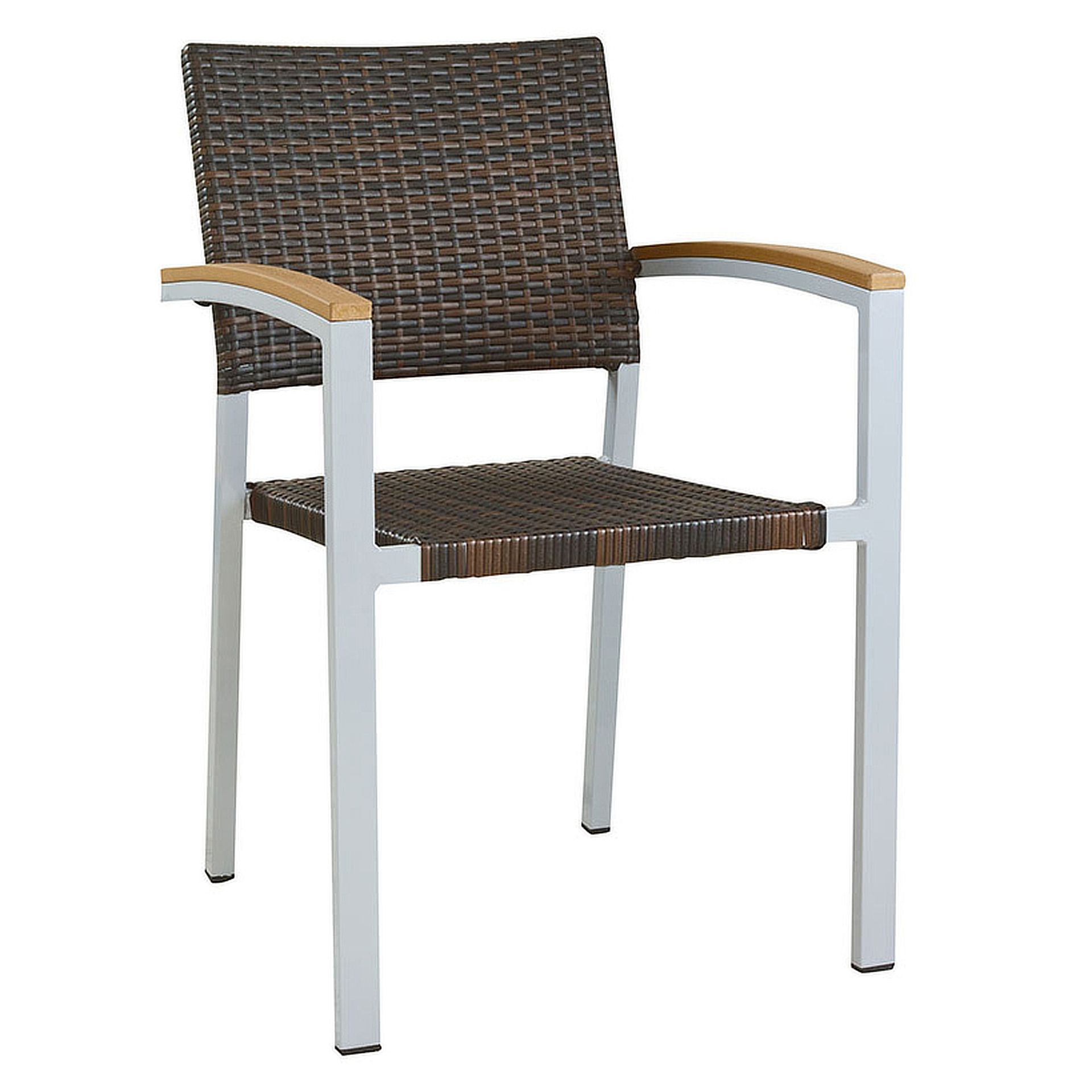 Stuhl Silva, Gewebe burned, Polyrattan, Gestell Silber, Terrassenstuhl, Outdoorstuhl