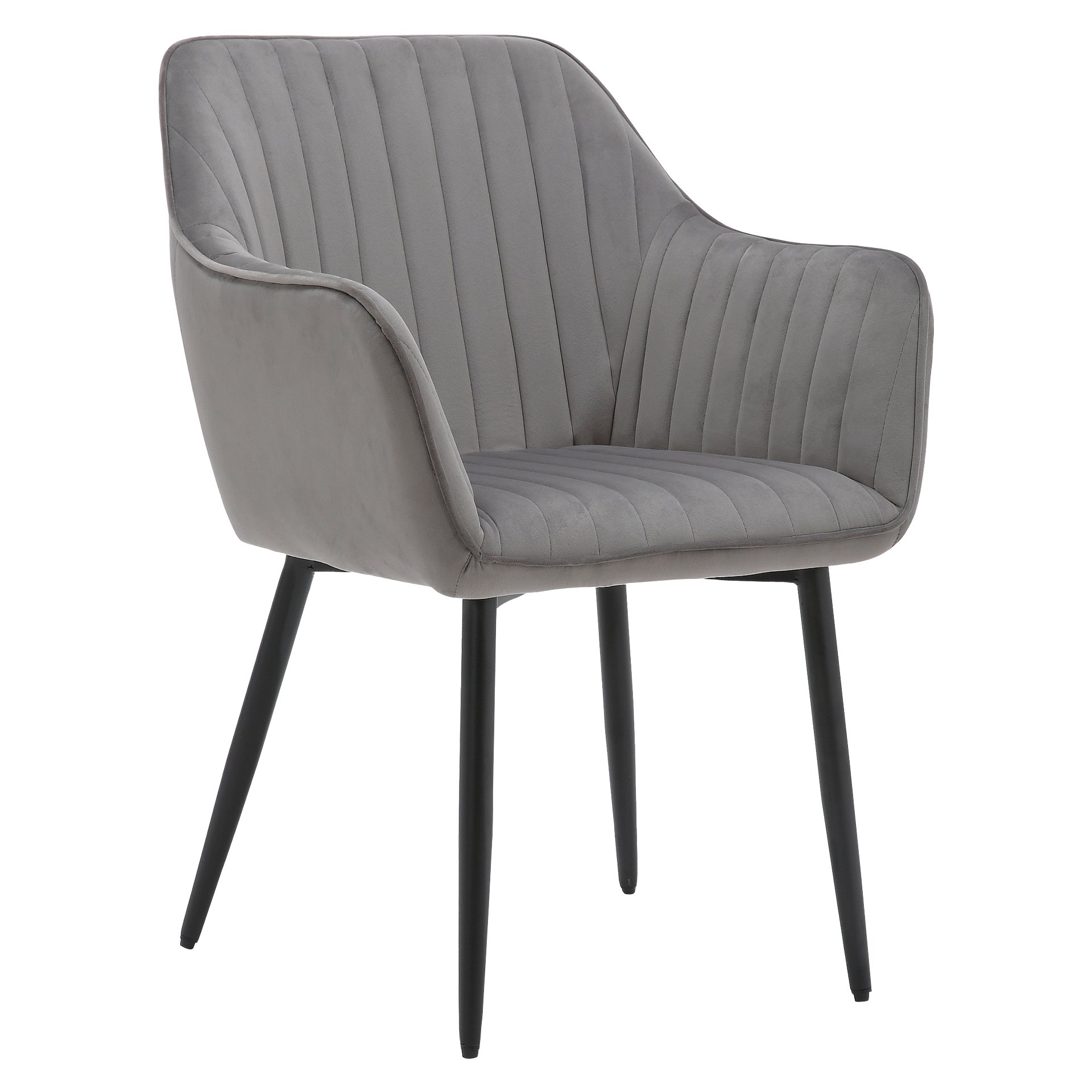 Stuhl Emil, Polster Grau, Gestell schwarz, Polsterstuhl, Factory Industrie Design