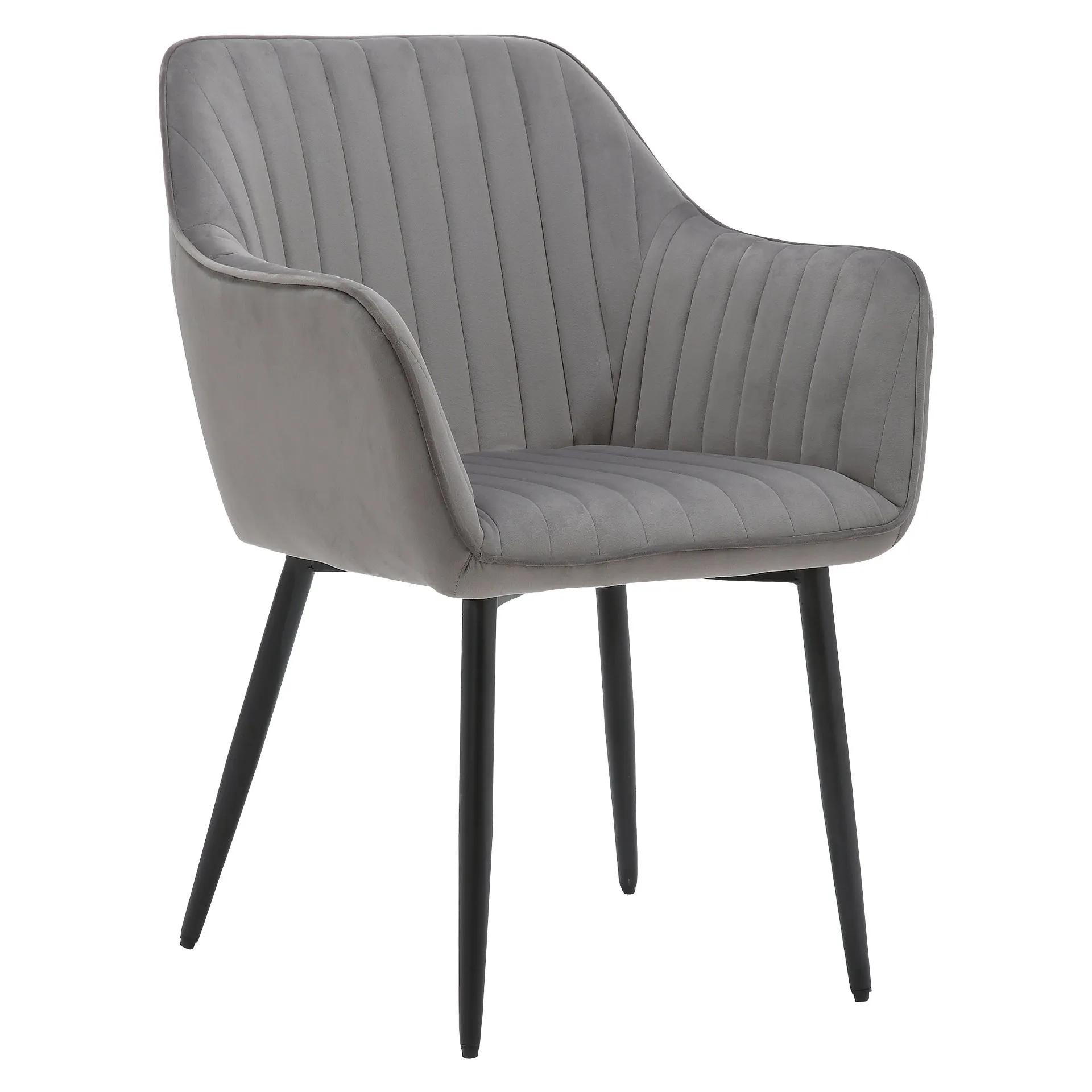Stuhl Emil, Polster Grau, Gestell schwarz, Polsterstuhl, Factory Industrie Design