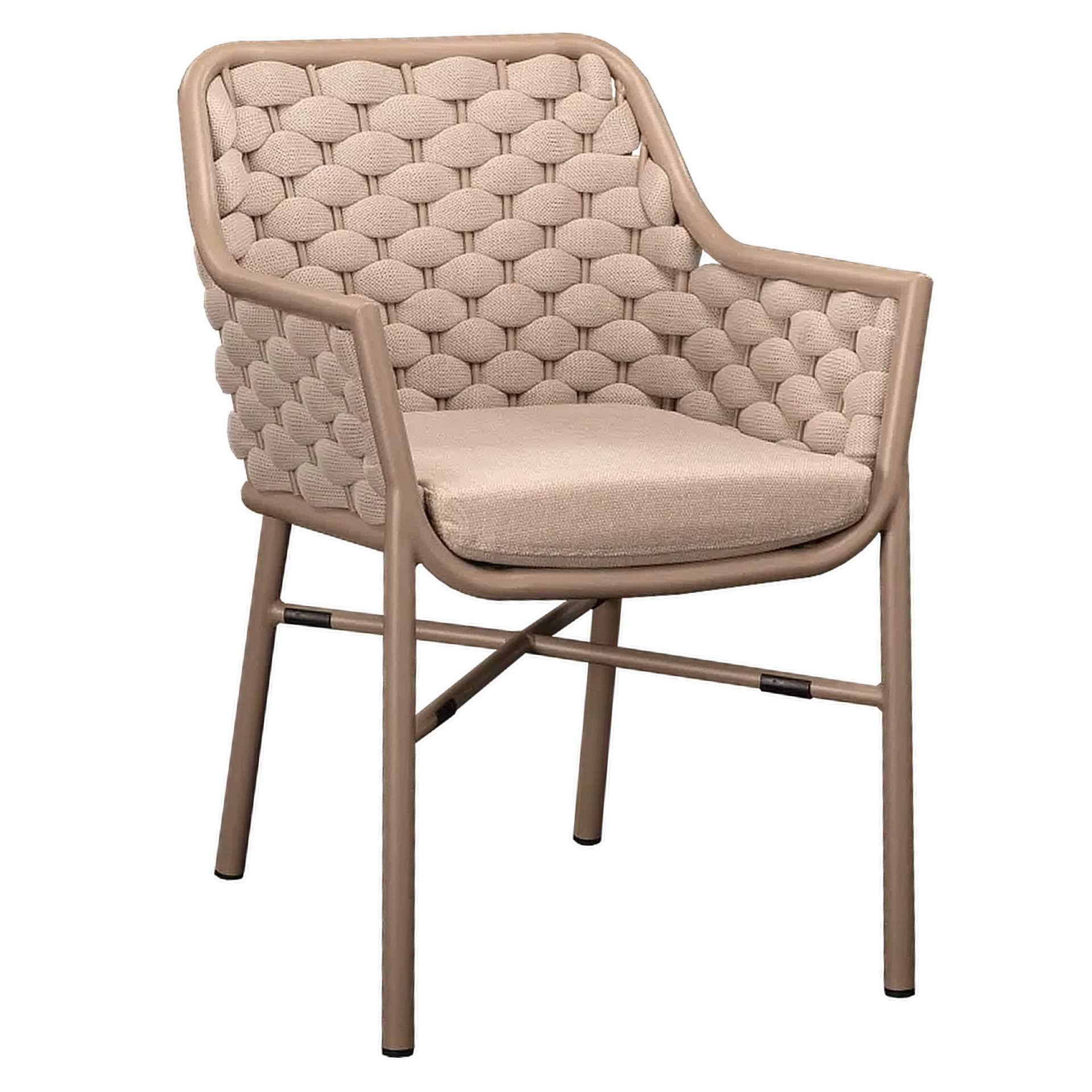 Stuhl Putri, Geflecht greige, Textilen, Terrassenstuhl, Outdoorstuhl