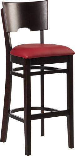 Max-Bar-bordeaux Barhocker Max, Polster bordeaux, Nussbaum dunkel, Polsterbarhocker, Holzbarhocker