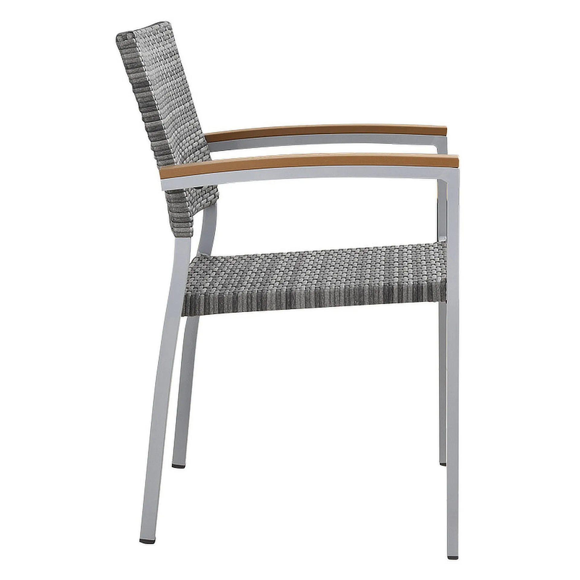 Stuhl Silva, Gewebe grey, Polyrattan, Gestell Silber, Terrassenstuhl, Outdoorstuhl