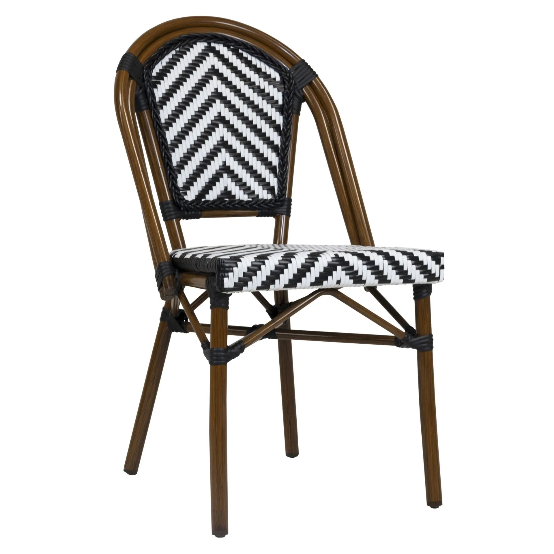 Stuhl Paris, Gewebe black-white, Polyrattan, Terrassenstuhl, Outdoorstuhl