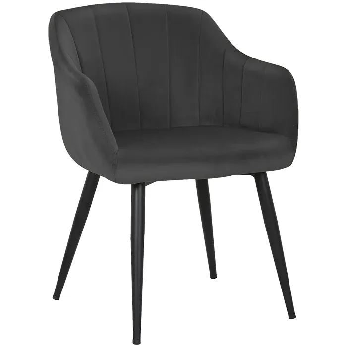 Stuhl Lewin, Polster Anthrazit, Gestell schwarz, Polsterstuhl, Factory Industrie Design