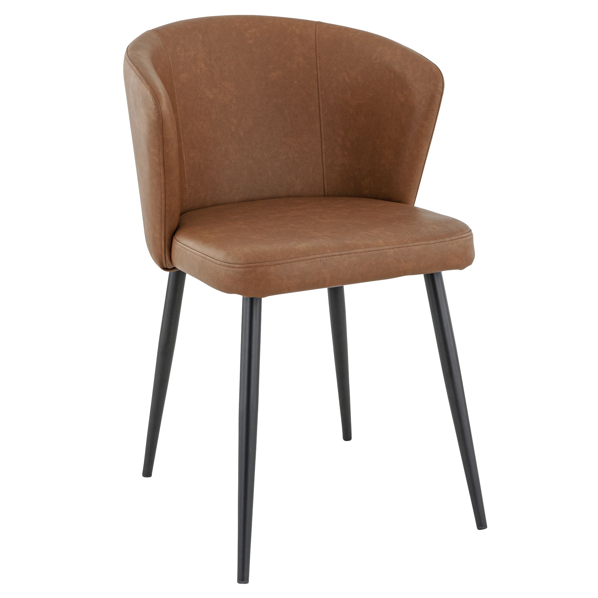 Stuhl Dimitri, Polster Cognac, Schwarz, Polsterstuhl, Factory Industrie Design