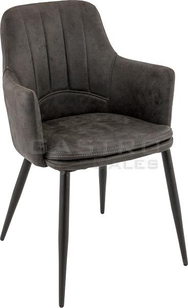 Gastronomiemöbel Gastronomiestühle Leoni, Polster Anthrazit, Gestell Schwarz, Polsterstuhl, Factory Industrie Design
