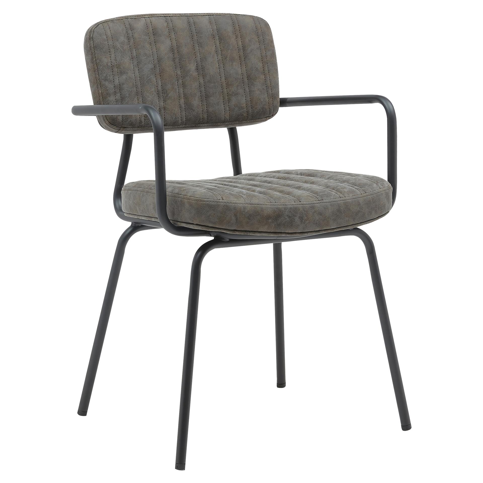 Stuhl Julian AL, Polster Grau, Gestell schwarz, Polsterstuhl, Factory Industrie Design