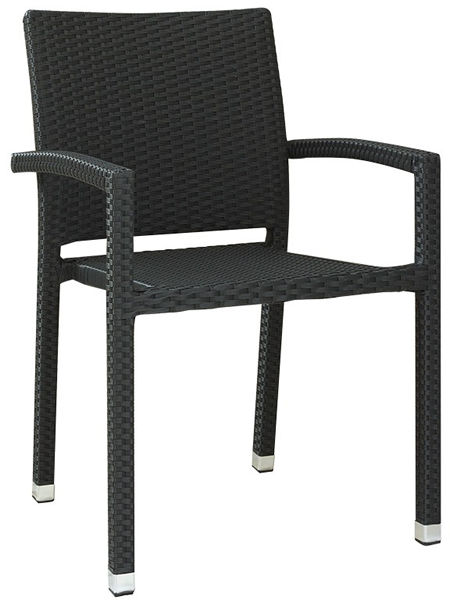 Moritz-Black Armlehnen Terrassenstuhl Moritz, Kunststoffgeflecht flach gewickelt in black, Polyrattan, Outdoorstuhl