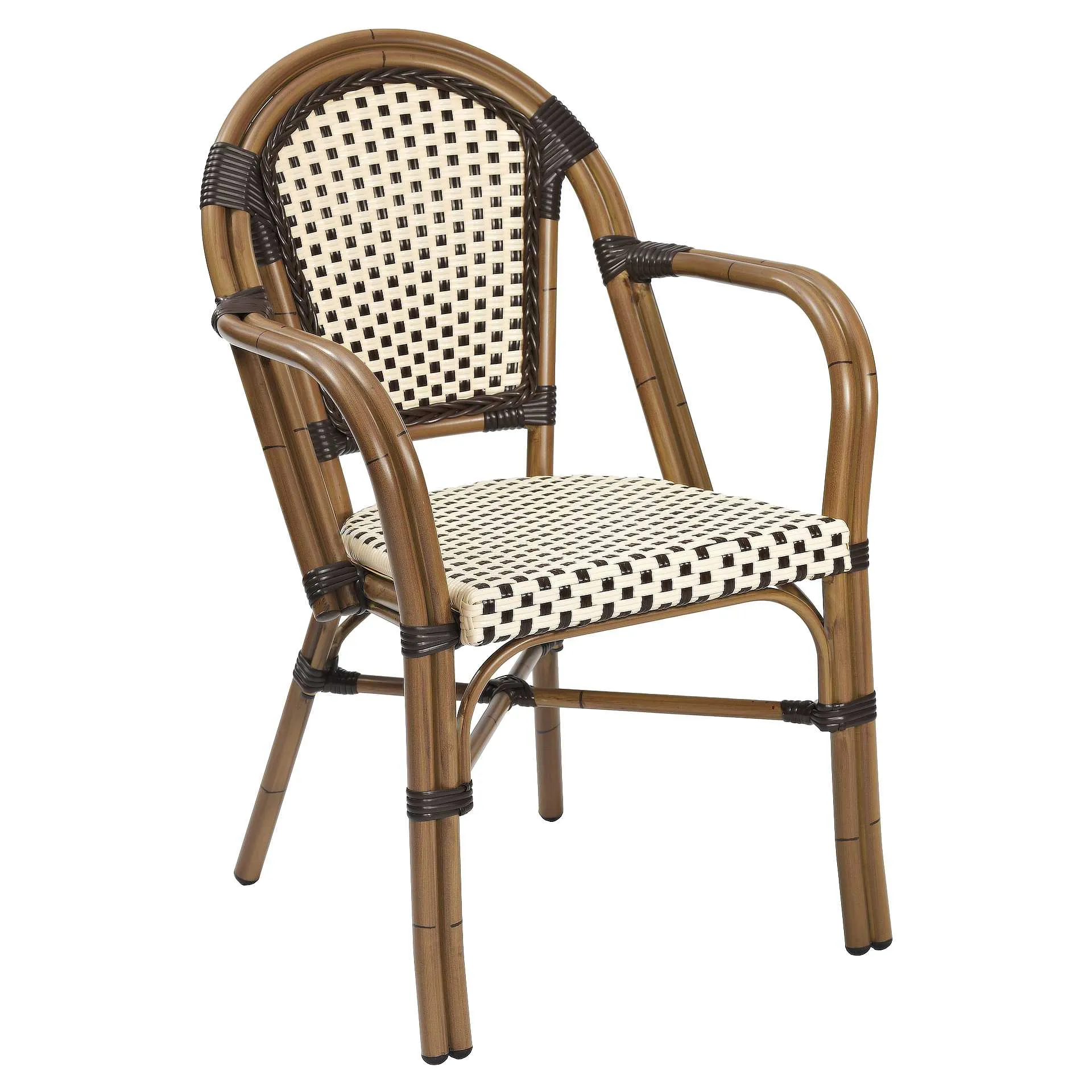 Stuhl Ulrike AL, Gewebe braun-beige, Polyrattan, Terrassenstuhl, Outdoorstuhl