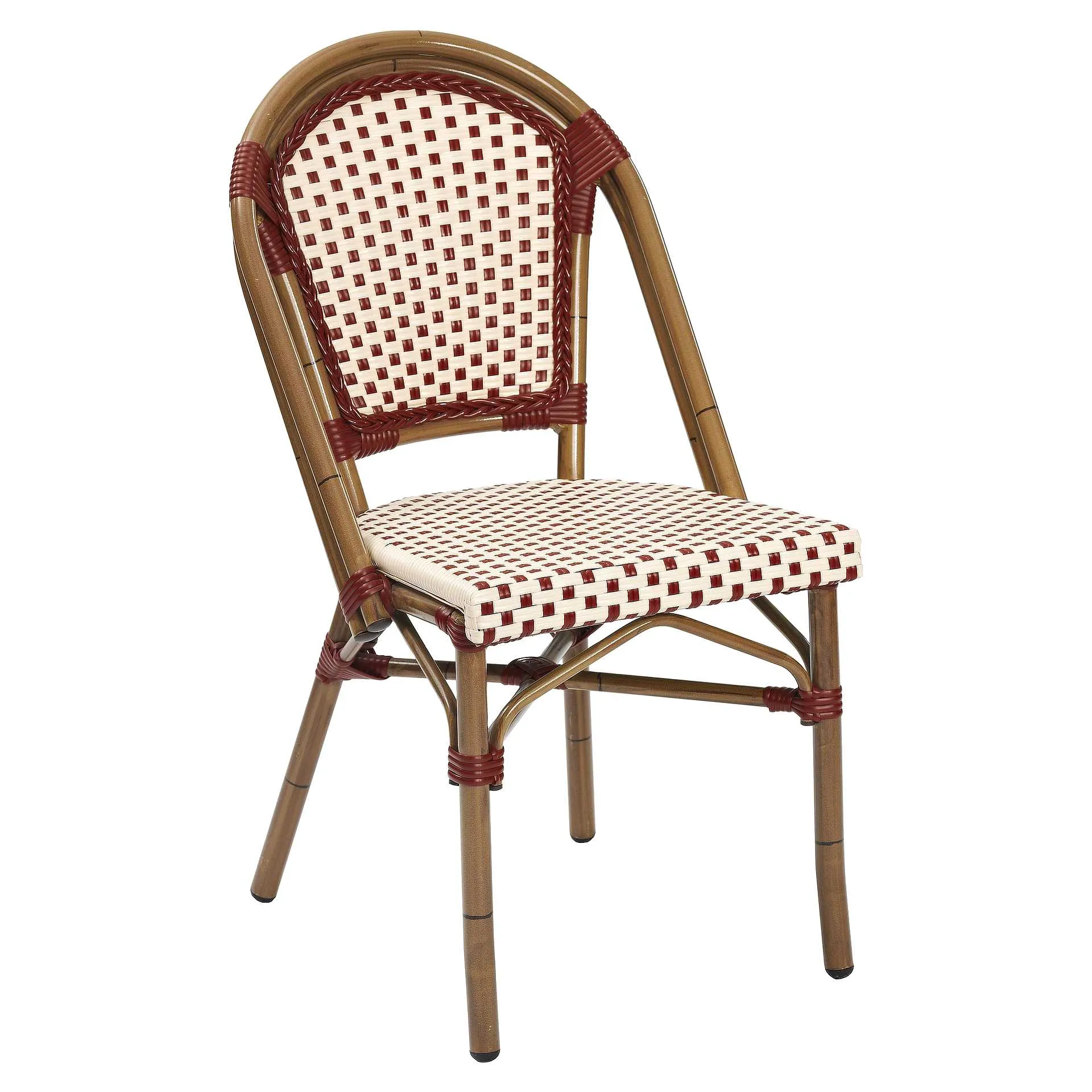 Stuhl Ulrike, Gewebe rot-beige, Polyrattan, Terrassenstuhl, Outdoorstuhl 
