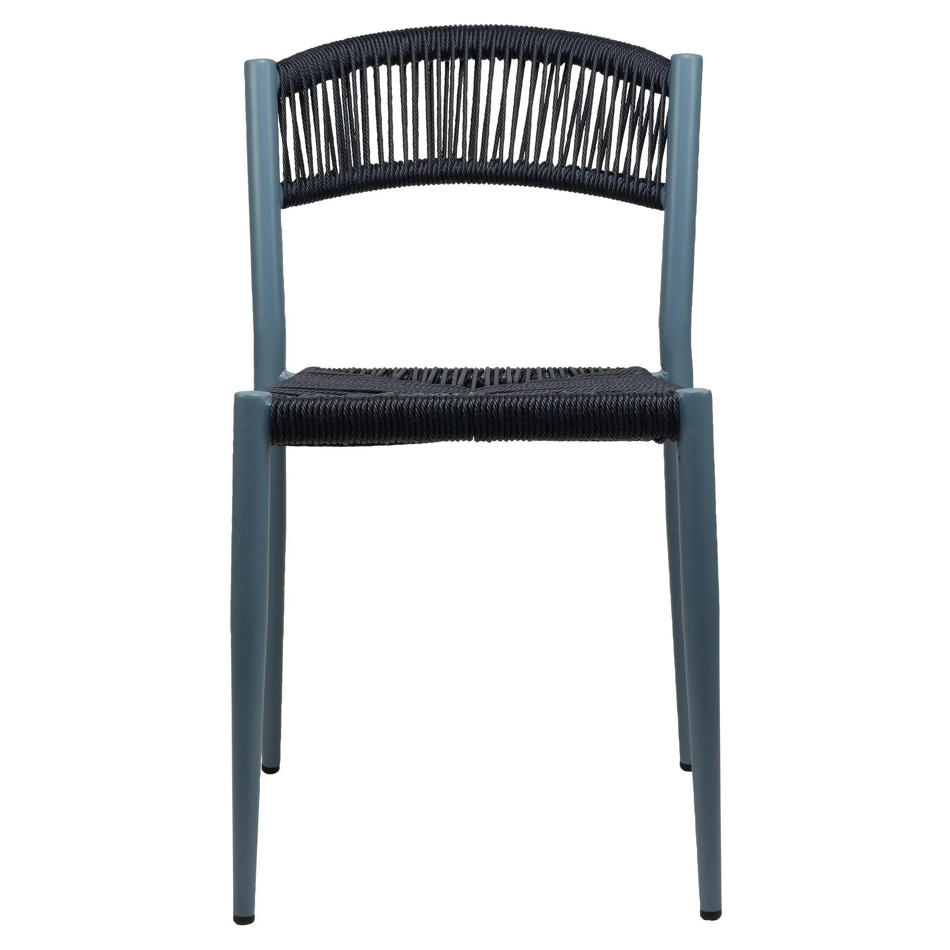 Stuhl Senna, Geflecht blue, Gestell blue, Seilgeflecht in Binsenoptik, Terrassenstuhl, Outdoorstuhl