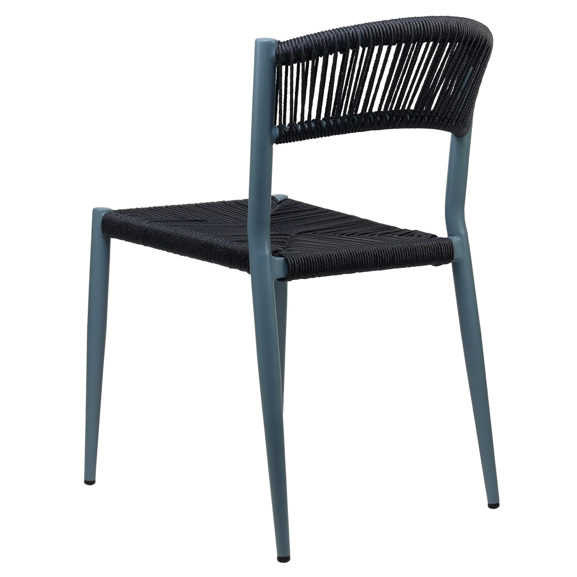 Stuhl Senna, Geflecht blue, Gestell blue, Seilgeflecht in Binsenoptik, Terrassenstuhl, Outdoorstuhl