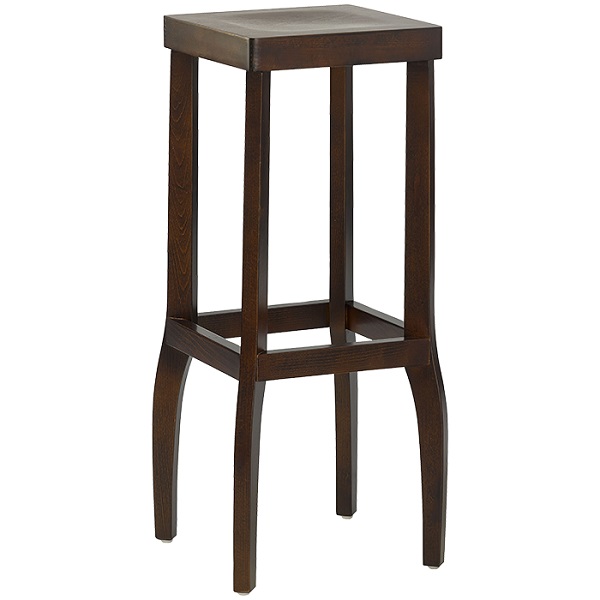Egon-Holz Hocker Egon, Holzsitz, Nussbaum dunkel, Holzbarhocker, Gastronomie Barhocker