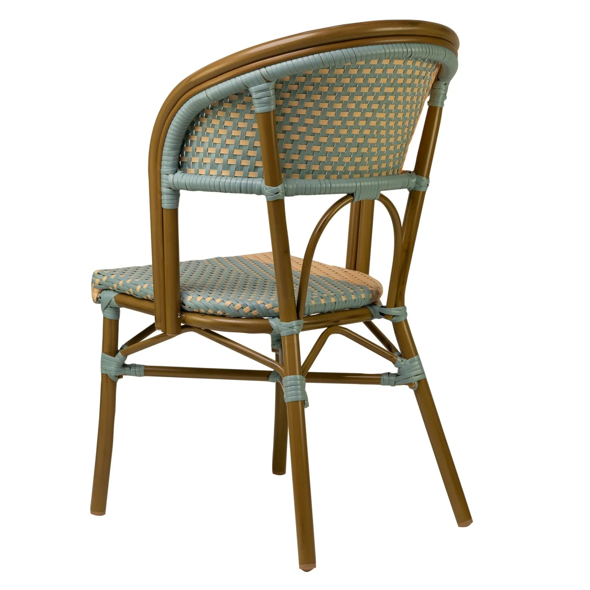 Stuhl Nizza, Gewebe blue-beige, Polyrattan, Terrassenstuhl, Outdoorstuhl