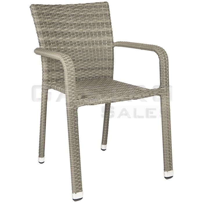 Stuhl Luca, Geflecht grey, Polyrattan, Terrassenstuhl, Outdoorstuhl